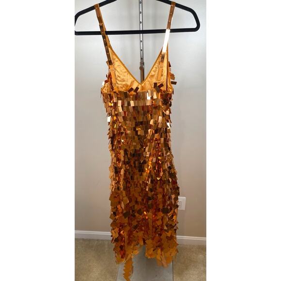 Jonathan Simkhai Indra Sequin Embellished Asymmetric Orange Maxi Dress Sz 2 - Picture 8 of 10